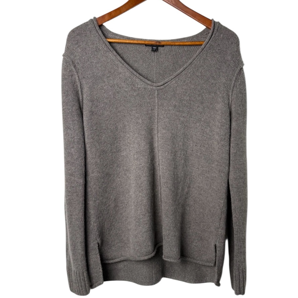 James Perse Charcoal V-Neck Cashmere Sweatshirt